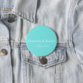 Aqua Belle Aqua Blauer und weißer Text Hochzeit Button (Beispiel)