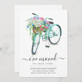 Aqua Bicycle Daisy Floral Basket Moving Ankündigung (Vorne/Hinten)