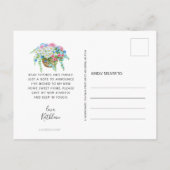 Aqua Bicycle Daisy Floral Basket Moving Ankündigungspostkarte (Rückseite)