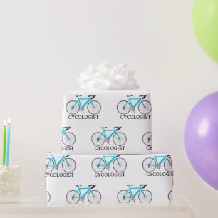 Aqua Bicycle mit dem Cykologen Text auf Weiß Geschenkpapier