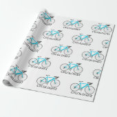 Aqua Bicycle mit dem Cykologen Text auf Weiß Geschenkpapier (Ungerollt)