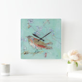 Aqua Bird Quadratische Wanduhr (Zuhause)