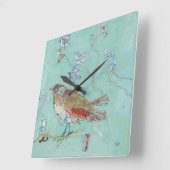Aqua Bird Quadratische Wanduhr (Winkel)