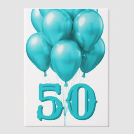Aqua Birthday Balloons Age Overlay Pergament Einladungen