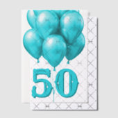 Aqua Birthday Balloons Age Overlay Pergament Einladungen (Versetzt (Einladung))