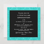 Aqua Black Abschluss Damask Template PERSONALISIER Einladung (Rückseite)