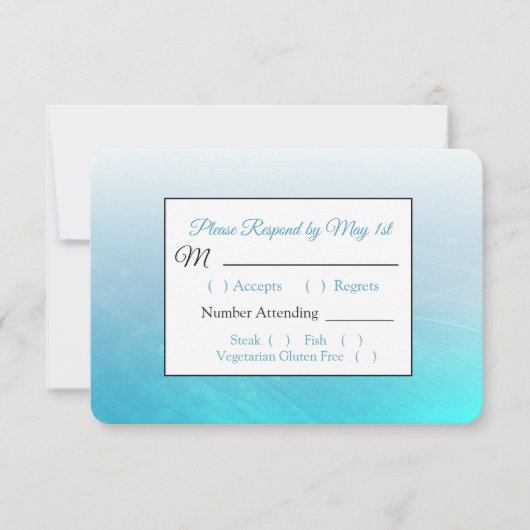 Aqua Black and Blue Wedding RSVP Karte (Vorderseite)