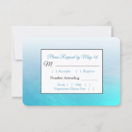 Aqua Black and Blue Wedding RSVP Karte