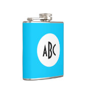Aqua Black and White Monogram Flachmann (Rechts)