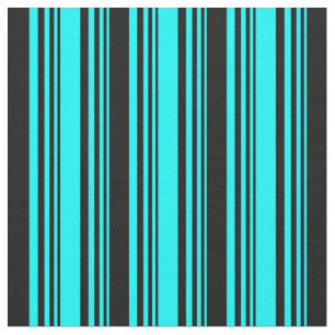 Aqua & Black Colored Lines/Streifen Muster Stoff