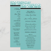 Aqua Black Damask Wedding Program Programm (Vorne/Hinten)