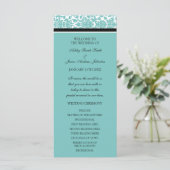 Aqua Black Damask Wedding Program Programm (Stehend Vorderseite)