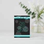 Aqua Black Dot Ribbon Bat Mitzvah Empfang Card Begleitkarte (Stehend Vorderseite)