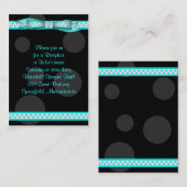 Aqua Black Dot Ribbon Bat Mitzvah Empfang Card Begleitkarte (Vorne/Hinten)