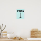 Aqua Black Eiffel Tower Mauer Städtische Badeansta Poster (Küche)