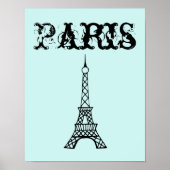 Aqua Black Eiffel Tower Mauer Städtische Badeansta Poster (Vorne)