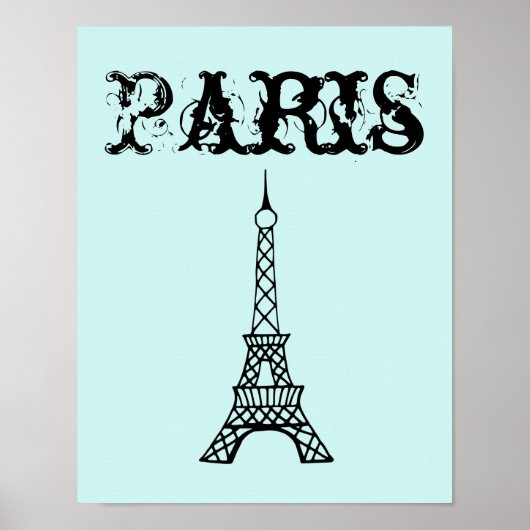 Aqua Black Eiffel Tower Mauer Städtische Badeansta Poster (Vorne)