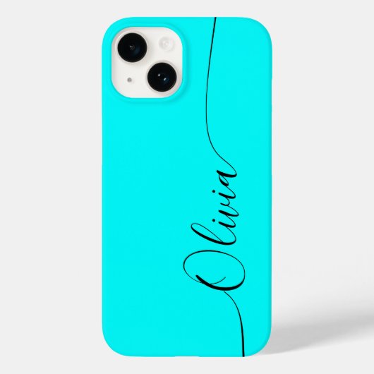 Aqua Black Elegant Calligraphy Script Name Case-Mate iPhone Hülle (Rückseite)