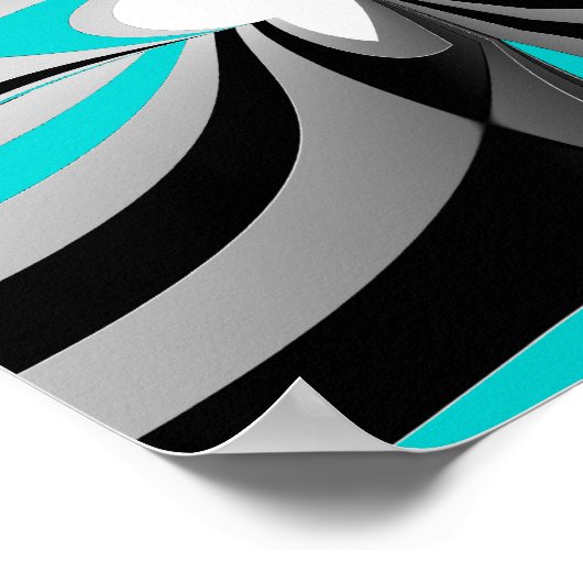 Aqua Black Gray Abstrakt Poster (Ecke)