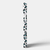 Aqua Black Leopard Animal Print mit Monogram Case-Mate iPhone Hülle (Rückseite / Links)