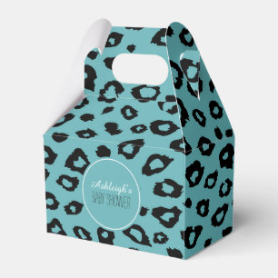 Aqua Black Leopard Print Baby Dusche Geschenkschachtel