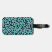 Aqua Black Leopard Print Monogram Gepäckanhänger (Rückseite horizontal)