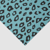 Aqua Black Leopard Print Seidenpapier (Detail)