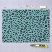 Aqua Black Leopard Print Seidenpapier (Handwerk)