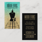 Aqua Black Mannequin Glitzer Mode Visitenkarte (Vorne/Hinten)