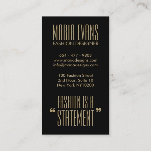 Aqua Black Mannequin Glitzer Mode Visitenkarte (Rückseite)