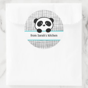 Aqua Black Panda Bären Backen und Canning Runder Aufkleber