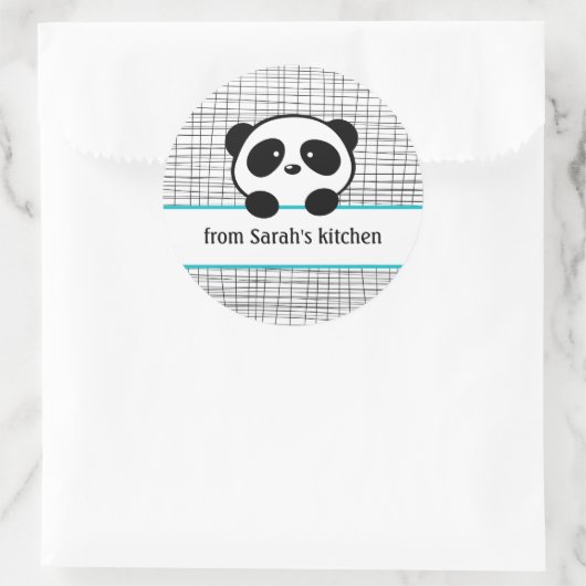 Aqua Black Panda Bären Backen und Canning Runder Aufkleber (Tasche)