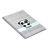 Aqua Black Personalisiert Panda Notebook Notizblock (Rechte Seite)