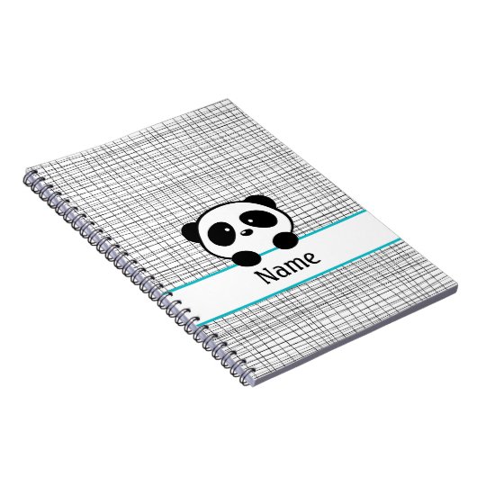 Aqua Black Personalisiert Panda Notebook Notizblock (Rechte Seite)