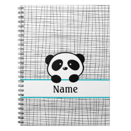 Aqua Black Personalisiert Panda Notebook Notizblock