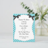 Aqua Black Polka Dot Einladung (Stehend Vorderseite)
