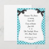 Aqua Black Polka Dot Einladung (Vorne/Hinten)