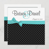 Aqua Black & White Polka Dot Wedding Einladungen (Vorne/Hinten)