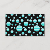 Aqua, Black, White Polka Dots Placecards Platzkarte (Rückseite)