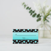 Aqua, Black, White Polka Dots Placecards Platzkarte (Stehend Vorderseite)