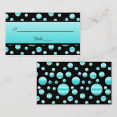 Aqua, Black, White Polka Dots Placecards Platzkarte (Vorne/Hinten)
