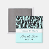 Aqua Black Zebra Save the Date Wedding Magnet (Vorderseite/Rückseite)