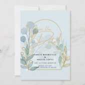 Aqua Blassblaue Blätter Hochzeit SPEICHERN, DASS d Save The Date (Vorderseite)