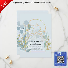 Aqua Blassblaue Blätter Hochzeit SPEICHERN, DASS d Save The Date