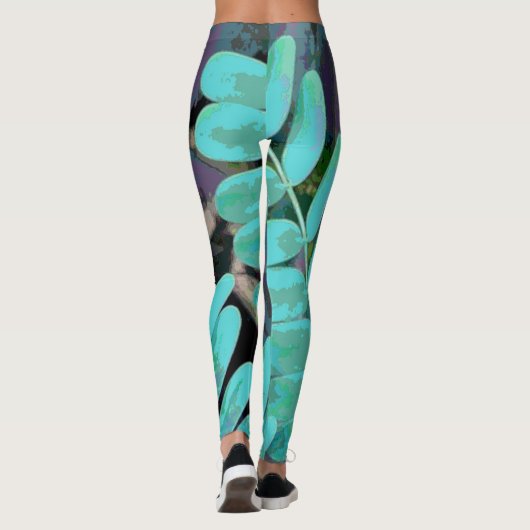 Aqua-Blätter Leggings (Rückseite)