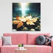 Aqua Blätter Leinwanddruck (Insitu (Wohnzimmer))