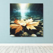 Aqua Blätter Leinwanddruck (Insitu (Holzboden))