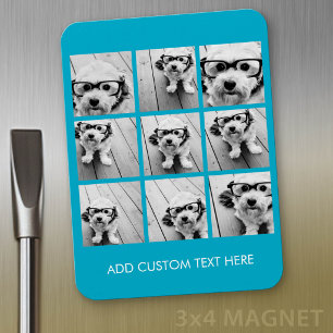 Aqua Blau 9 Foto-Collage - Modernes minimales Rast Magnet