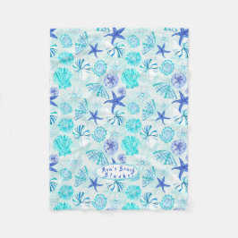 Aqua-blau-aquamarine Aquarellfarbe gemischte Musch Fleecedecke