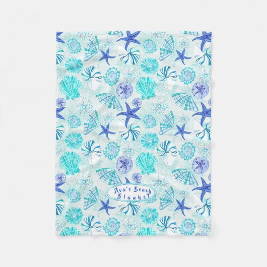 Aqua-blau-aquamarine Aquarellfarbe gemischte Musch Fleecedecke (Vorderseite)